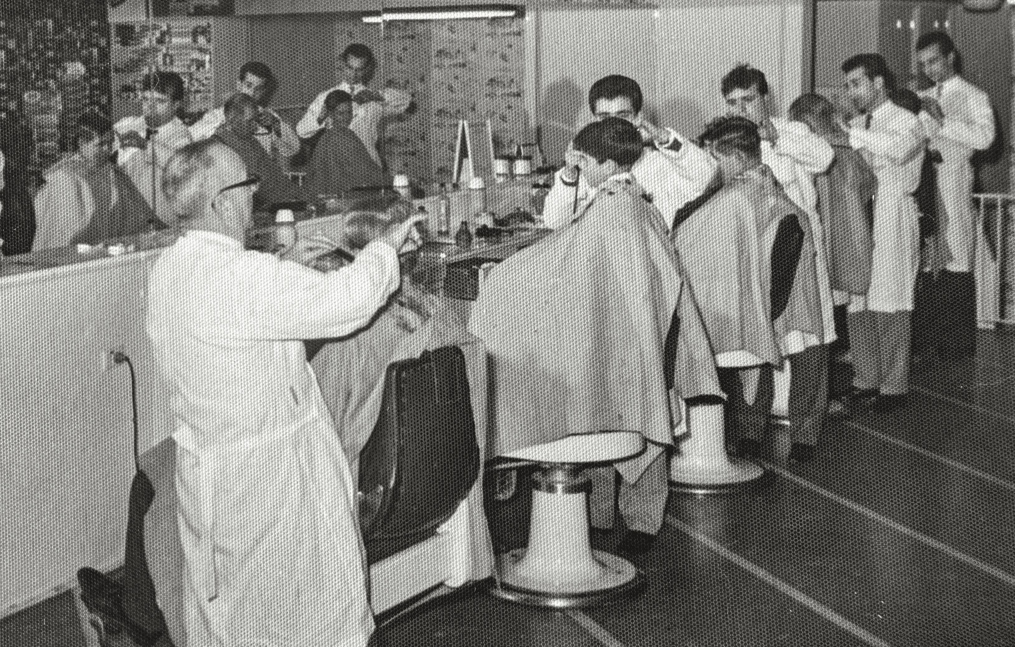 Historical photo of the Barber Wahroonga loves full of young men getting their hair cut
